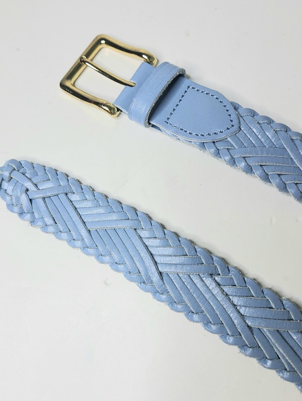 J. Crew Powder Blue Woven Braided Genuine Leather Belt - Picture 8 of 12